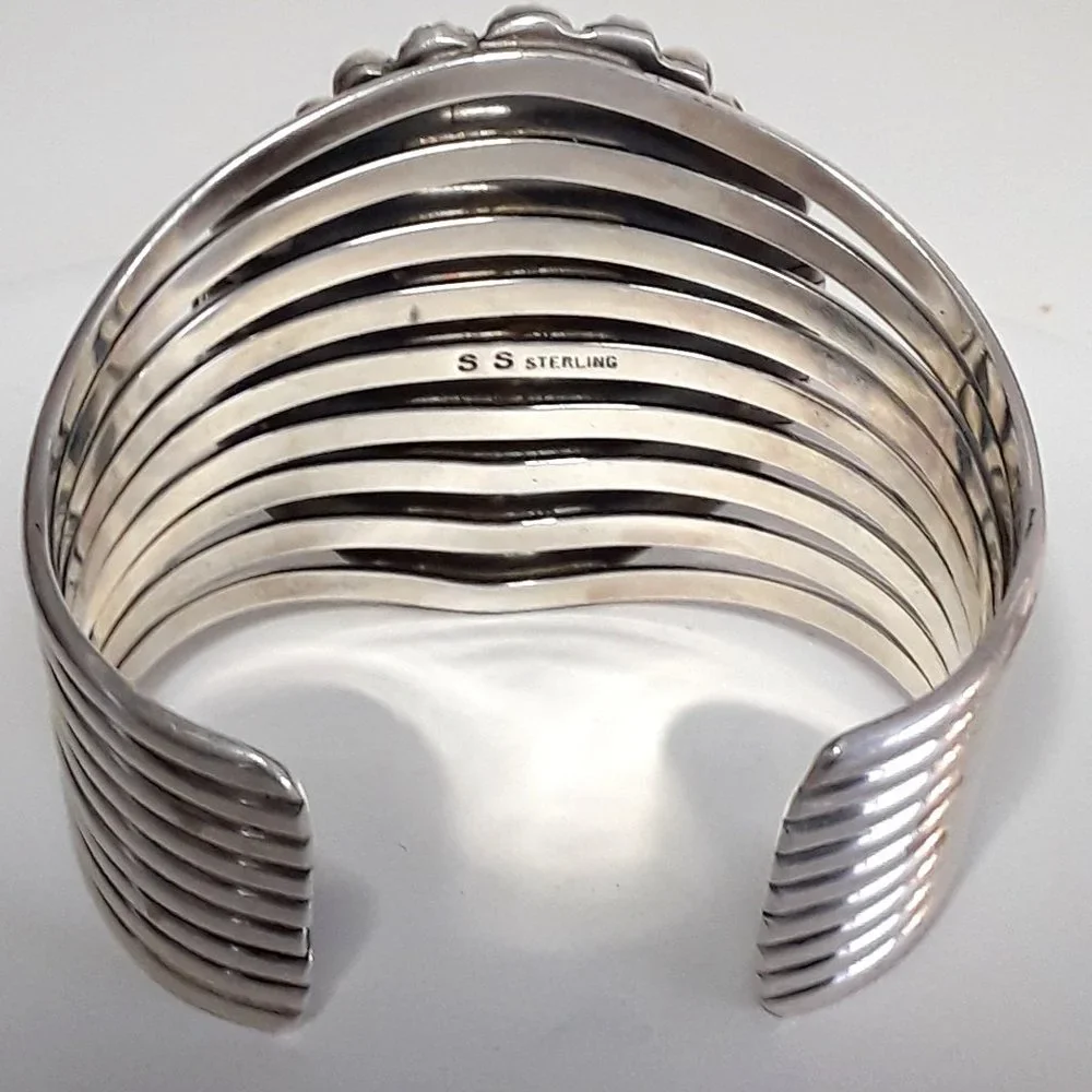 LARGE Kingman Sterling Native American Statement Bracelet - Picture 6 of 9